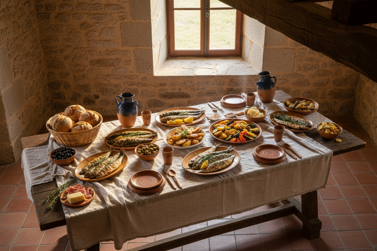 portuguese table with food and hospitality