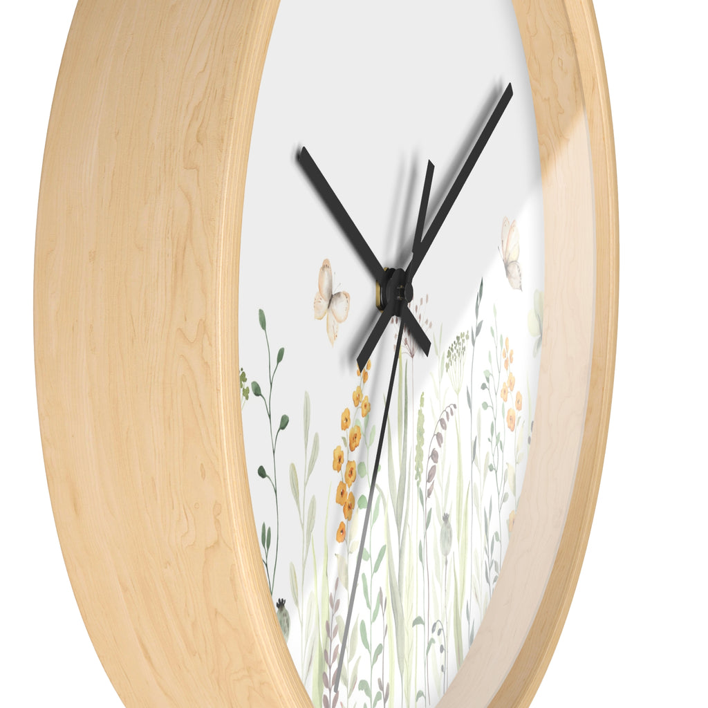 Botanical meadow wall clock