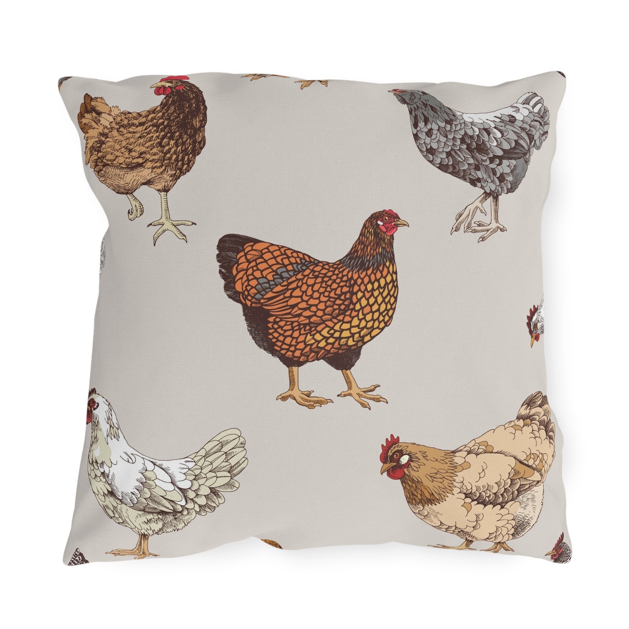 Oreiller d'extérieur en forme de poulet de ferme