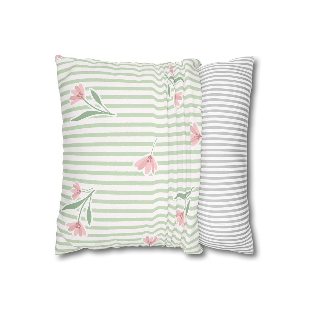 Floral stripe square pillowcase