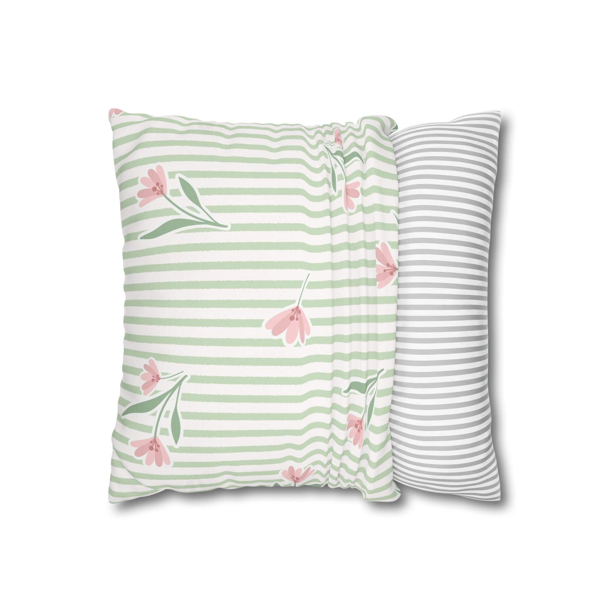 Floral stripe square pillowcase