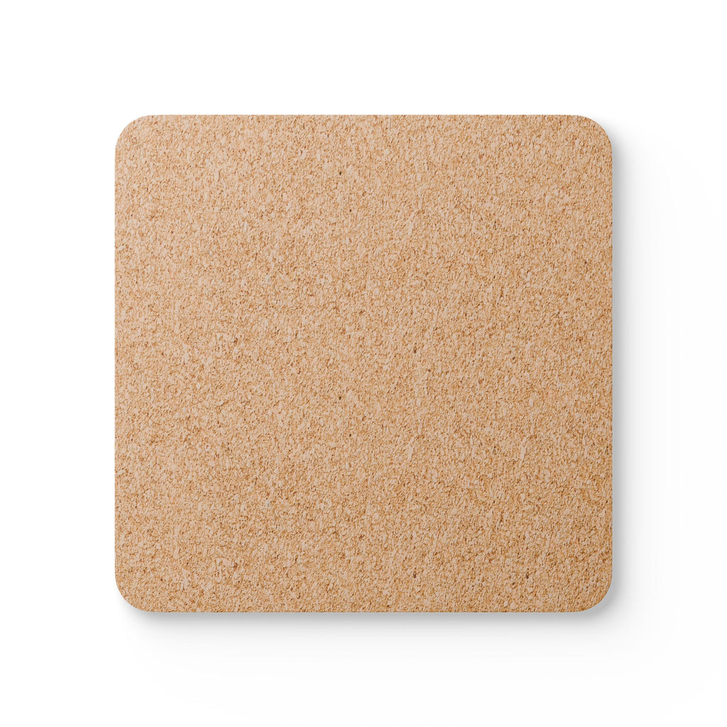 Blue floral tile cork coaster set