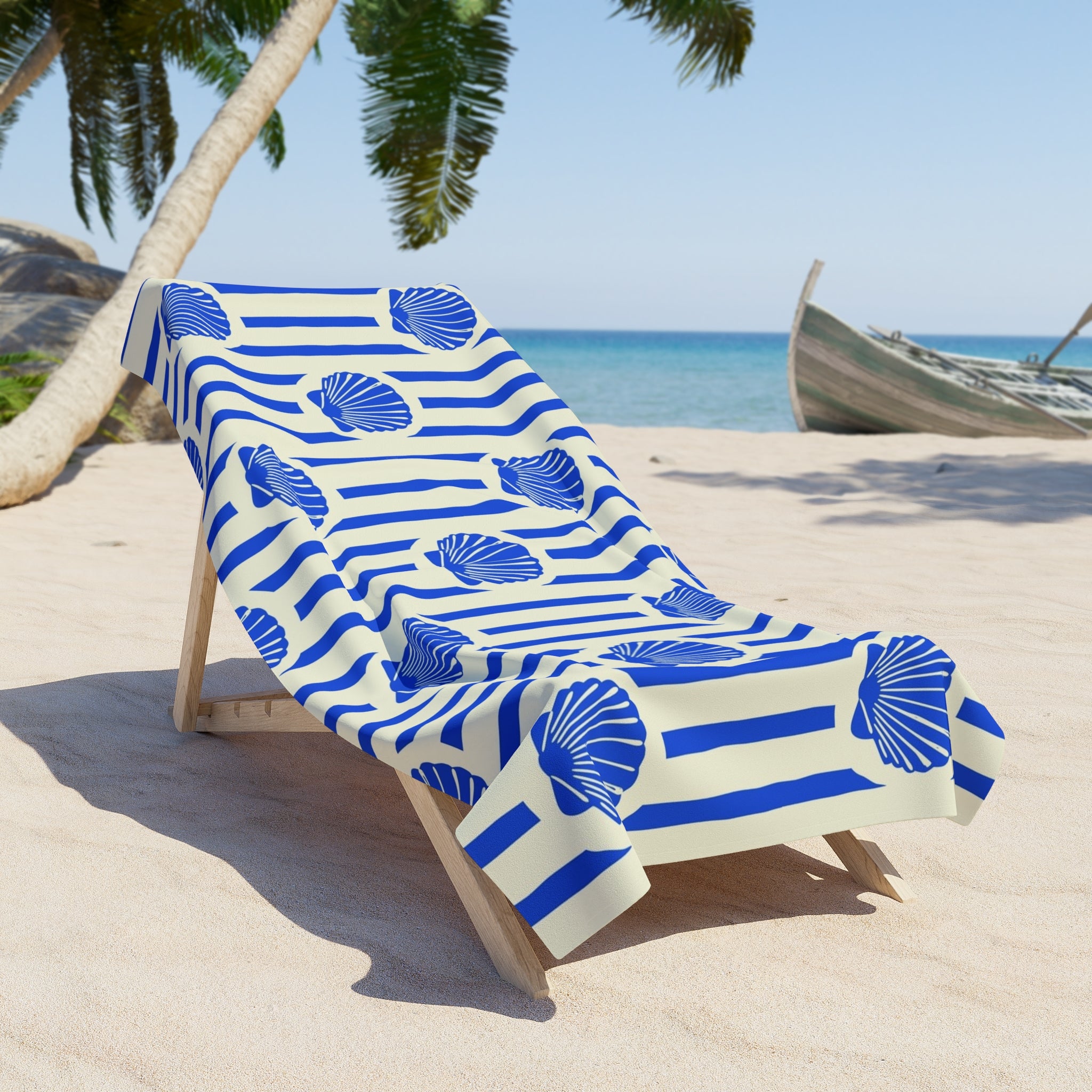 Blue shell beach towel