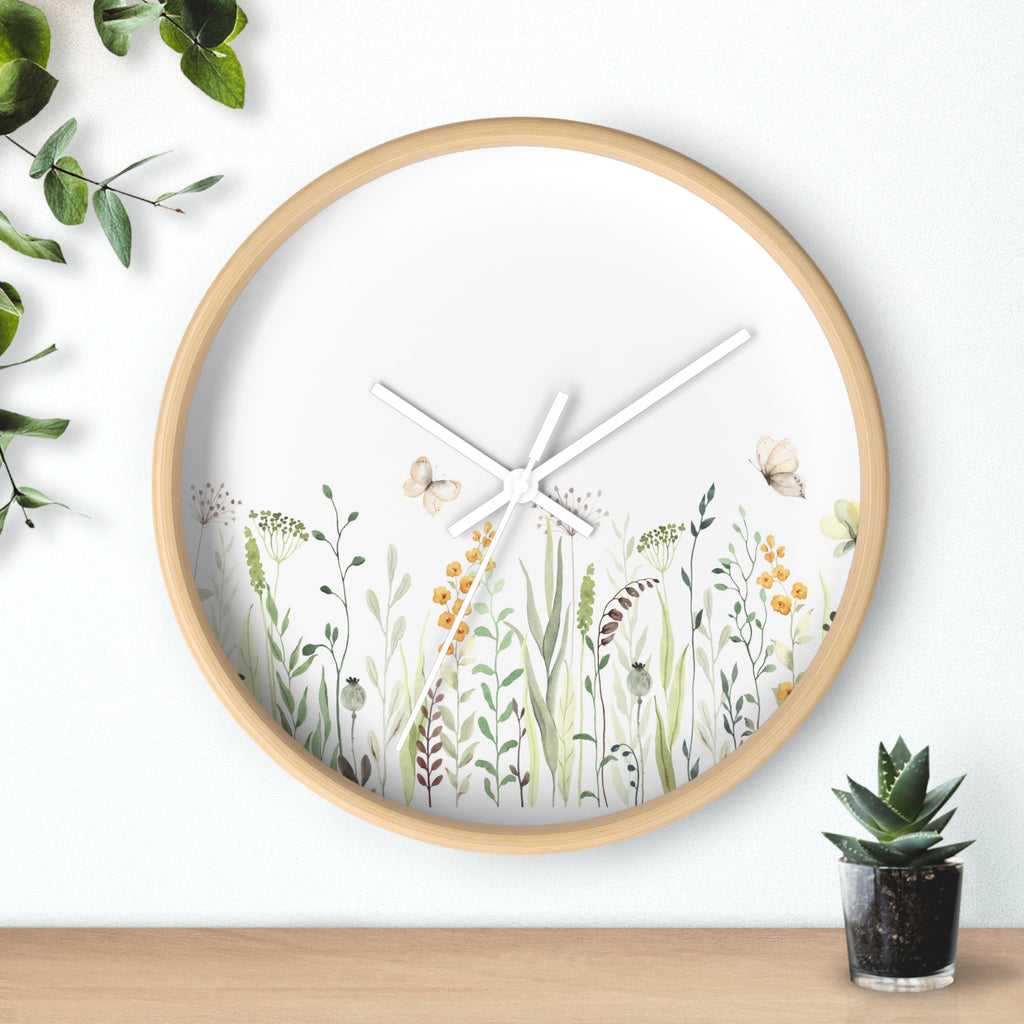 Botanical meadow wall clock