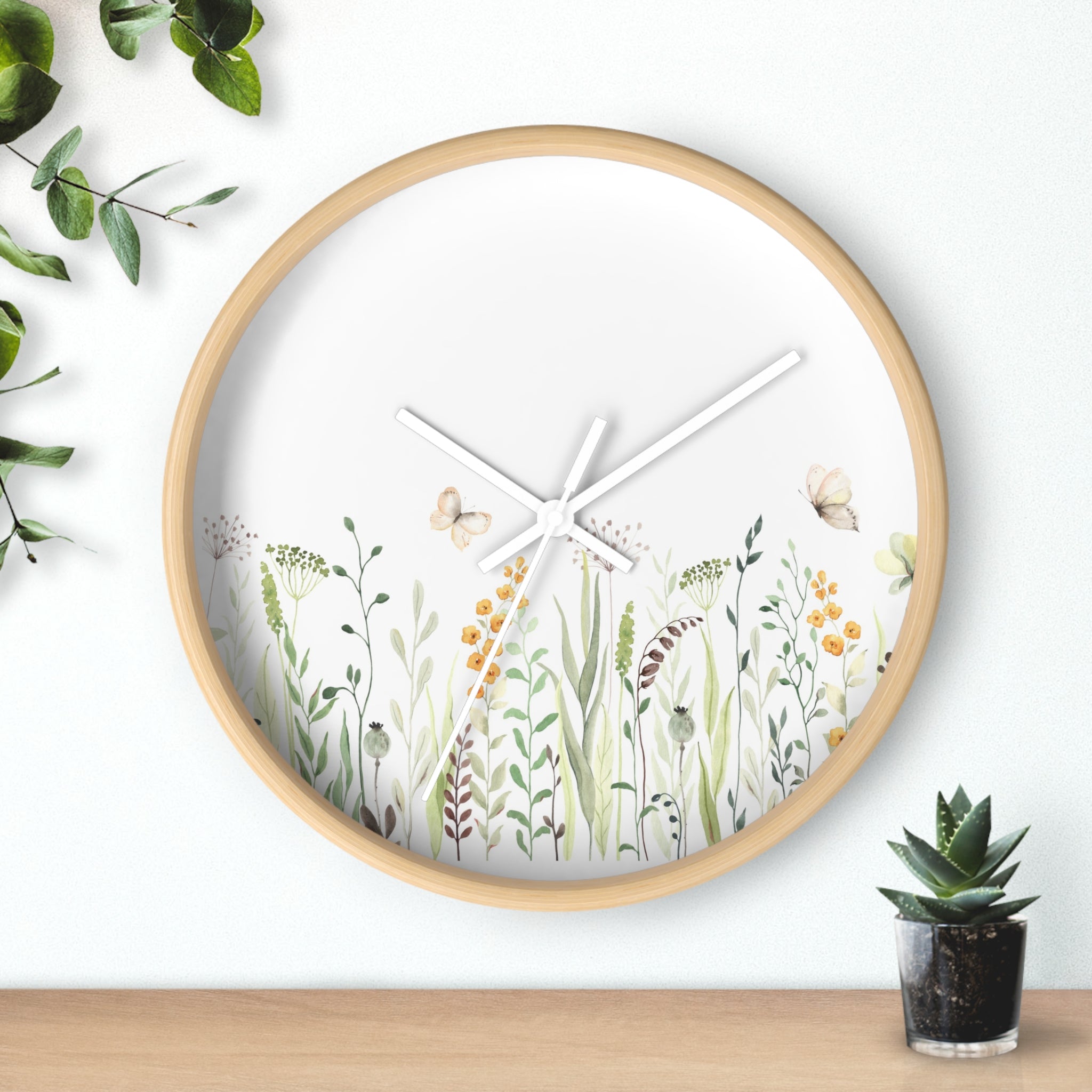 Botanical meadow wall clock