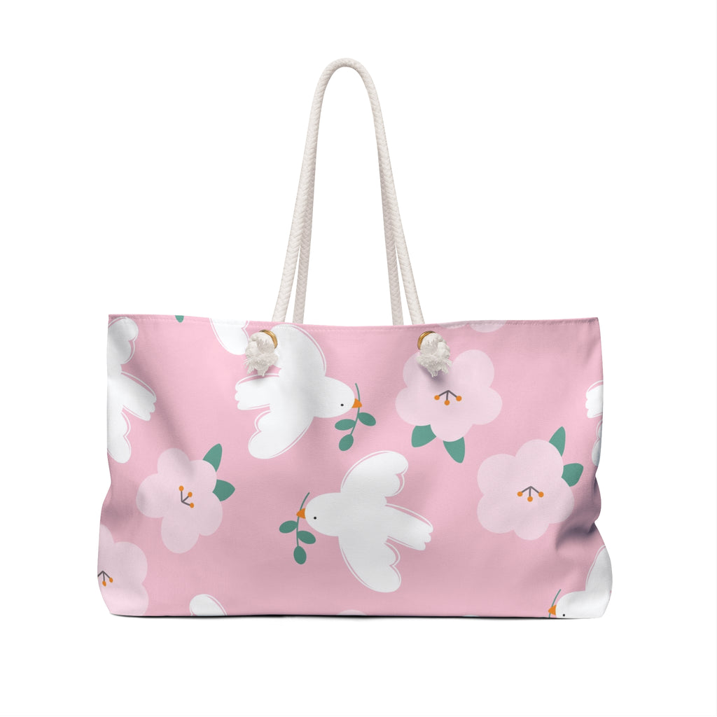 Floral dove weekender bag