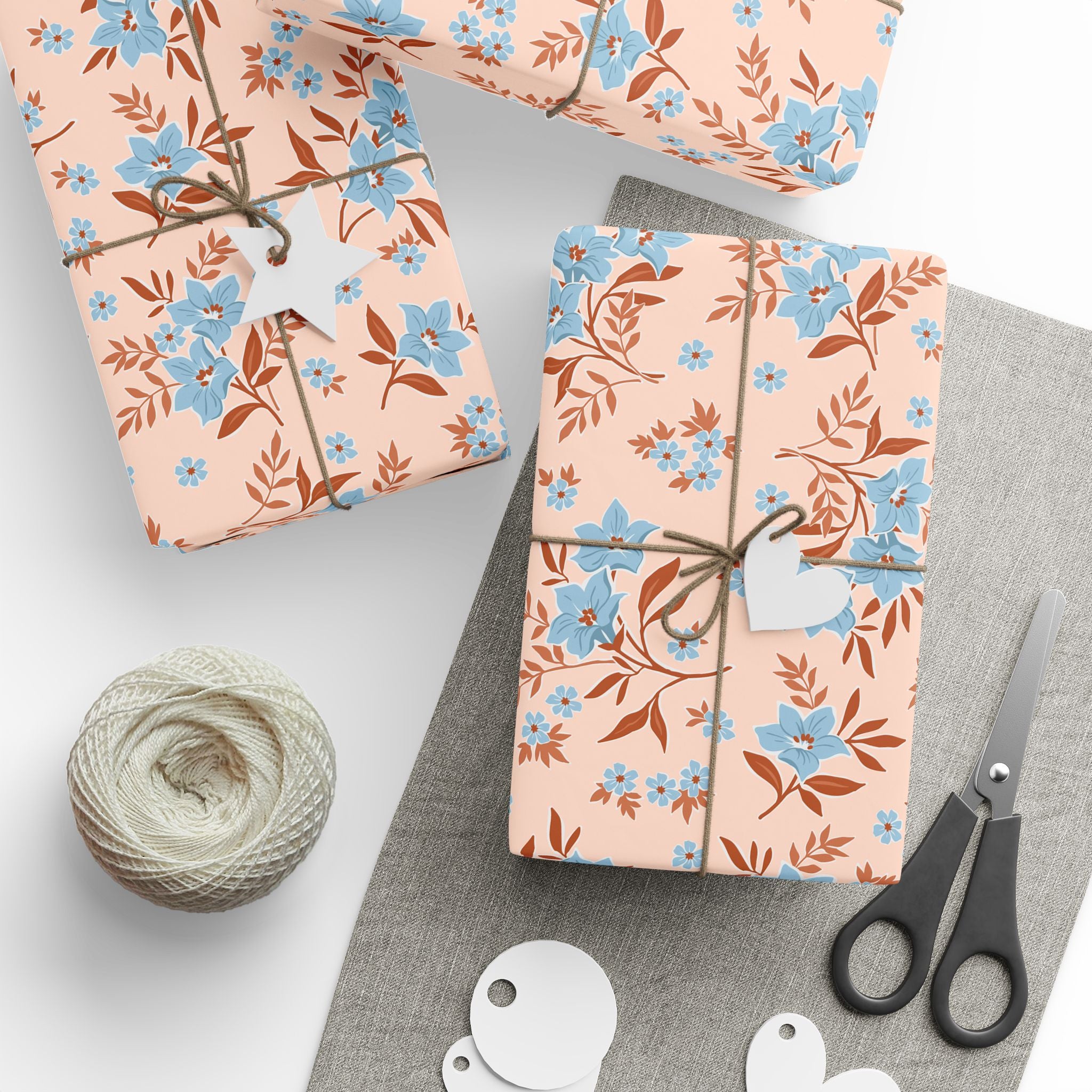 Floral meadow wrapping paper roll