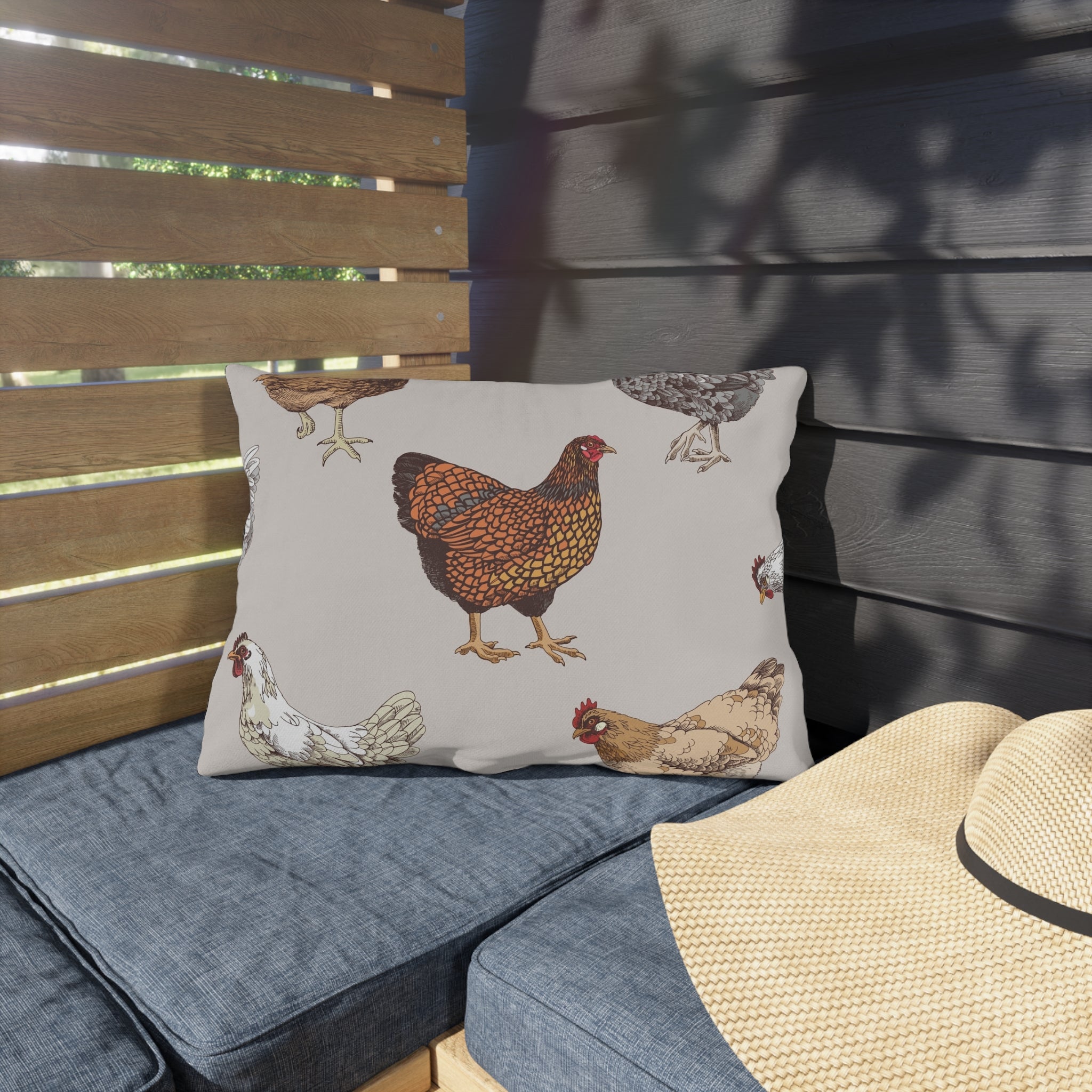 Farmhouse chicken Outdoor pillow