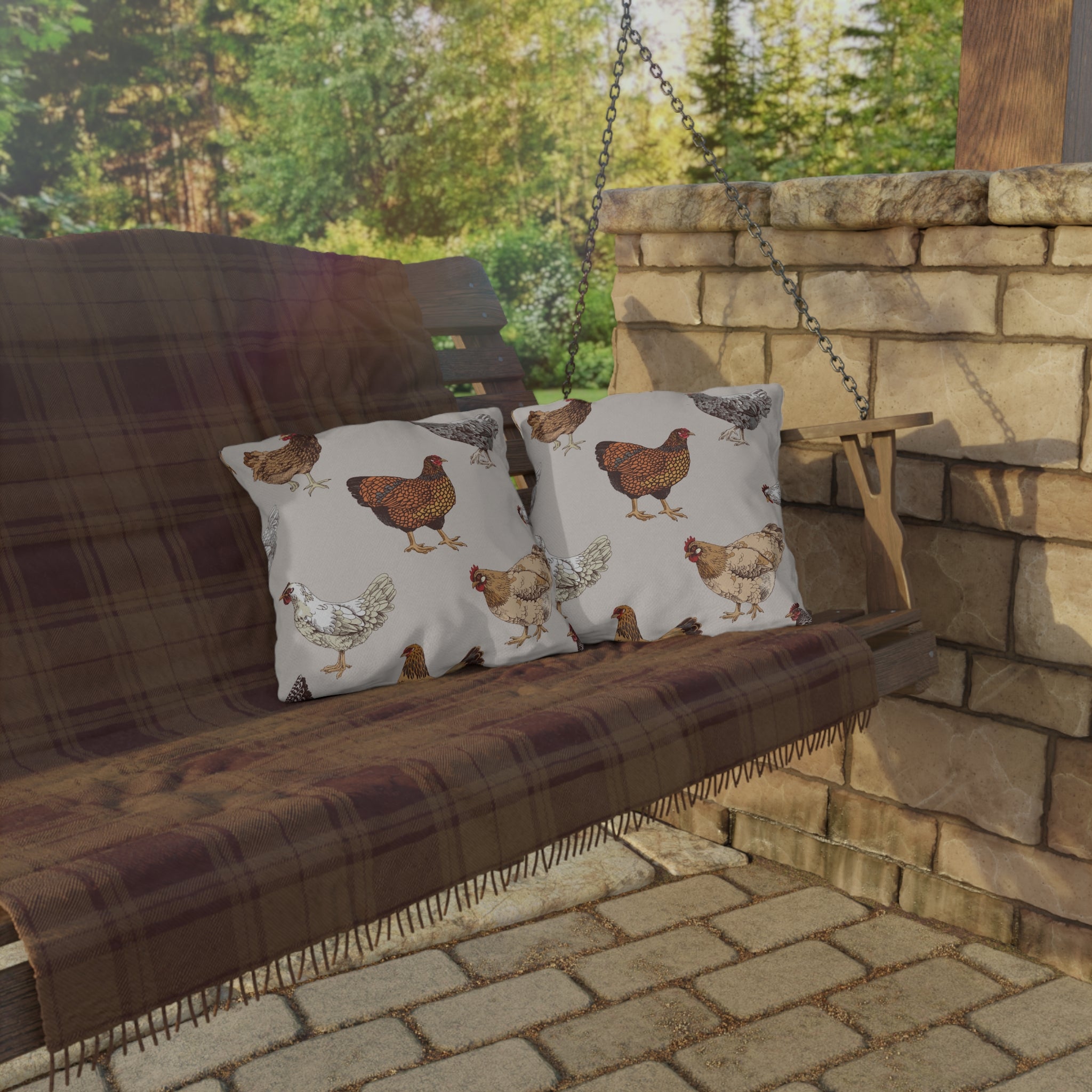 Farmhouse chicken Outdoor pillow