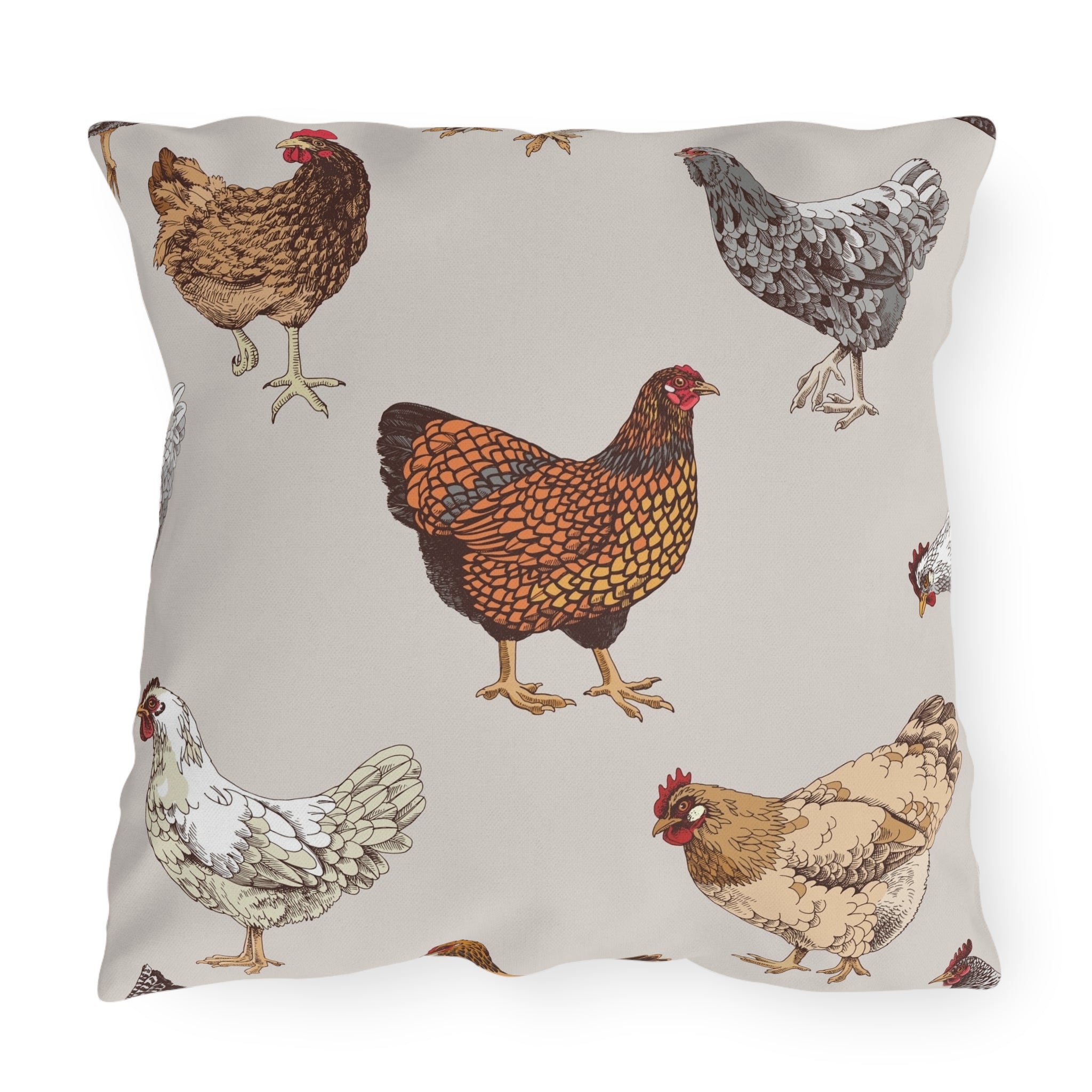 Oreiller d'extérieur en forme de poulet de ferme