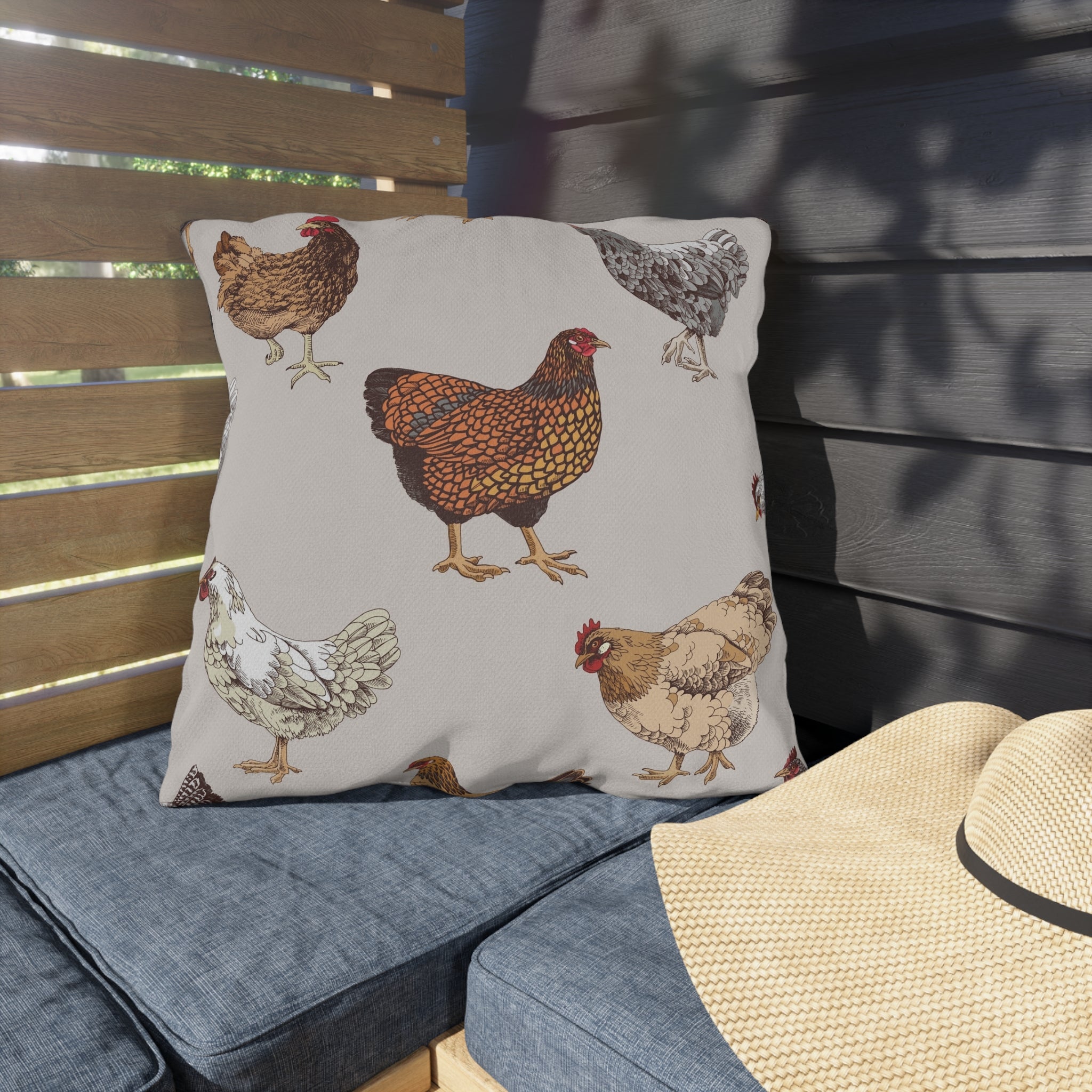 Farmhouse chicken Outdoor pillow