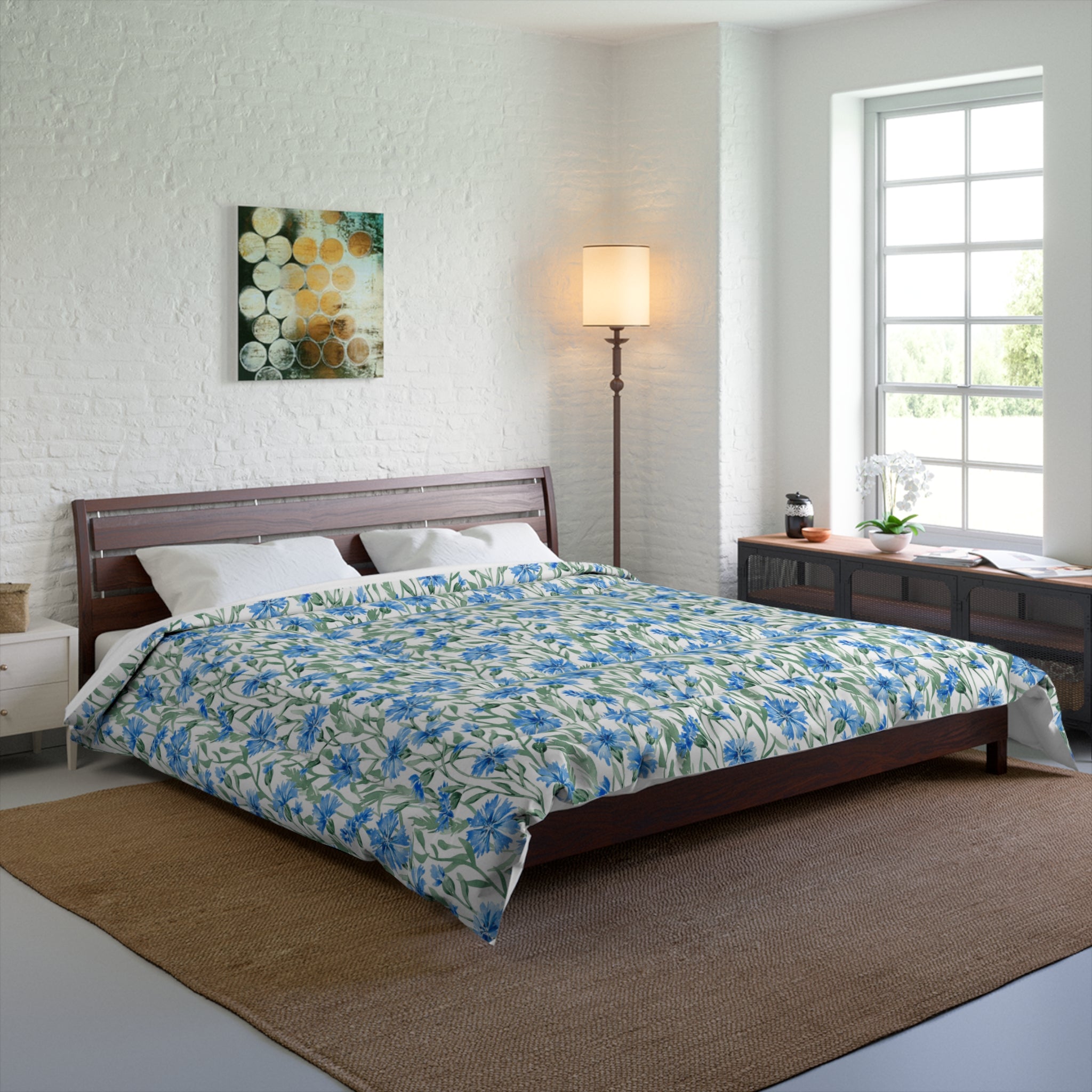 Blue floral comforter