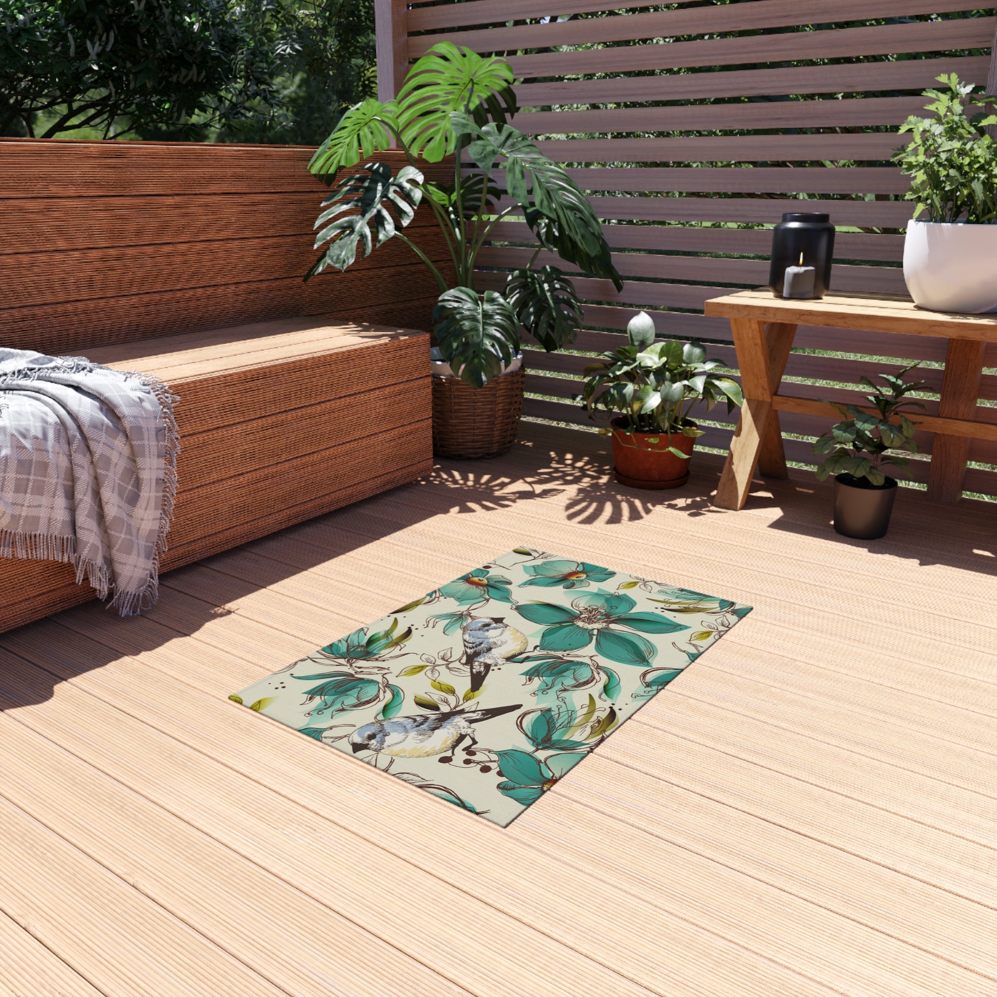 Floral bird Outdoor rug