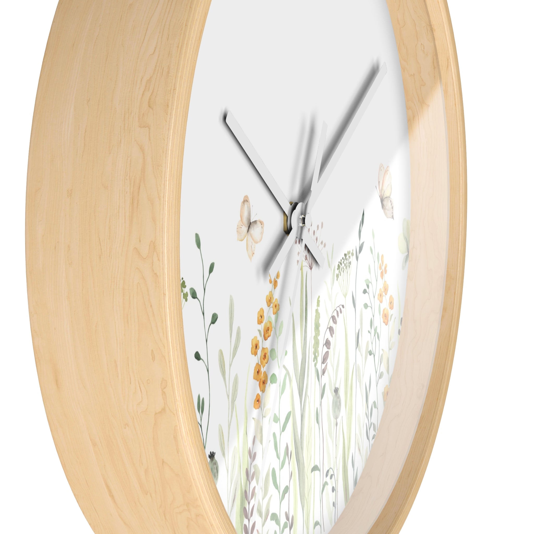 Botanical meadow wall clock
