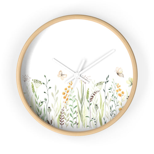 Botanical meadow wall clock