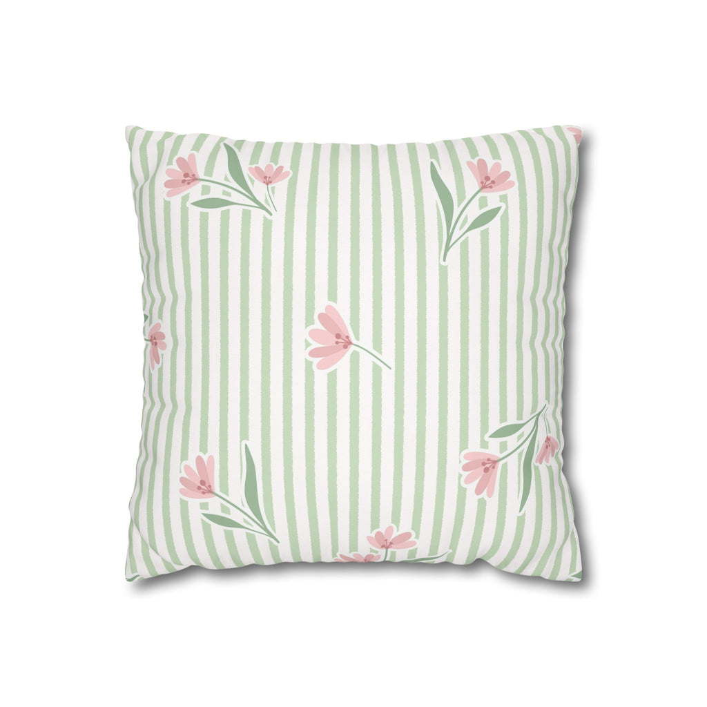 Floral stripe square pillowcase