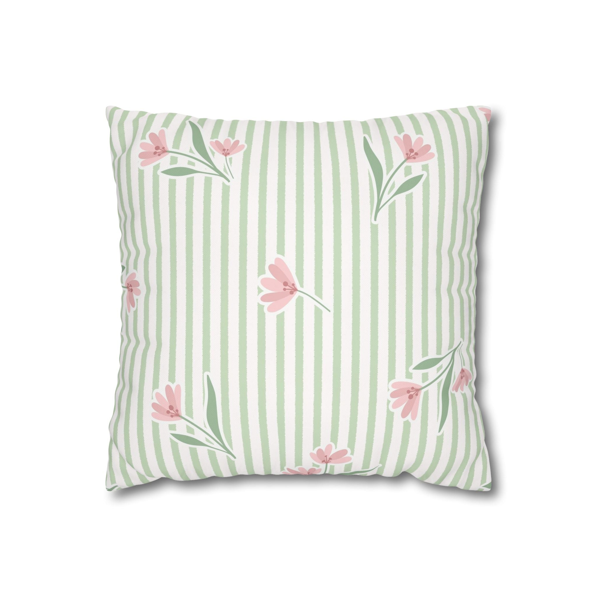 Floral stripe square pillowcase