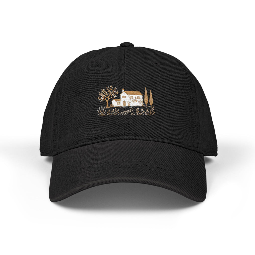 Cottage Scene Denim Baseball Cap- Unisex