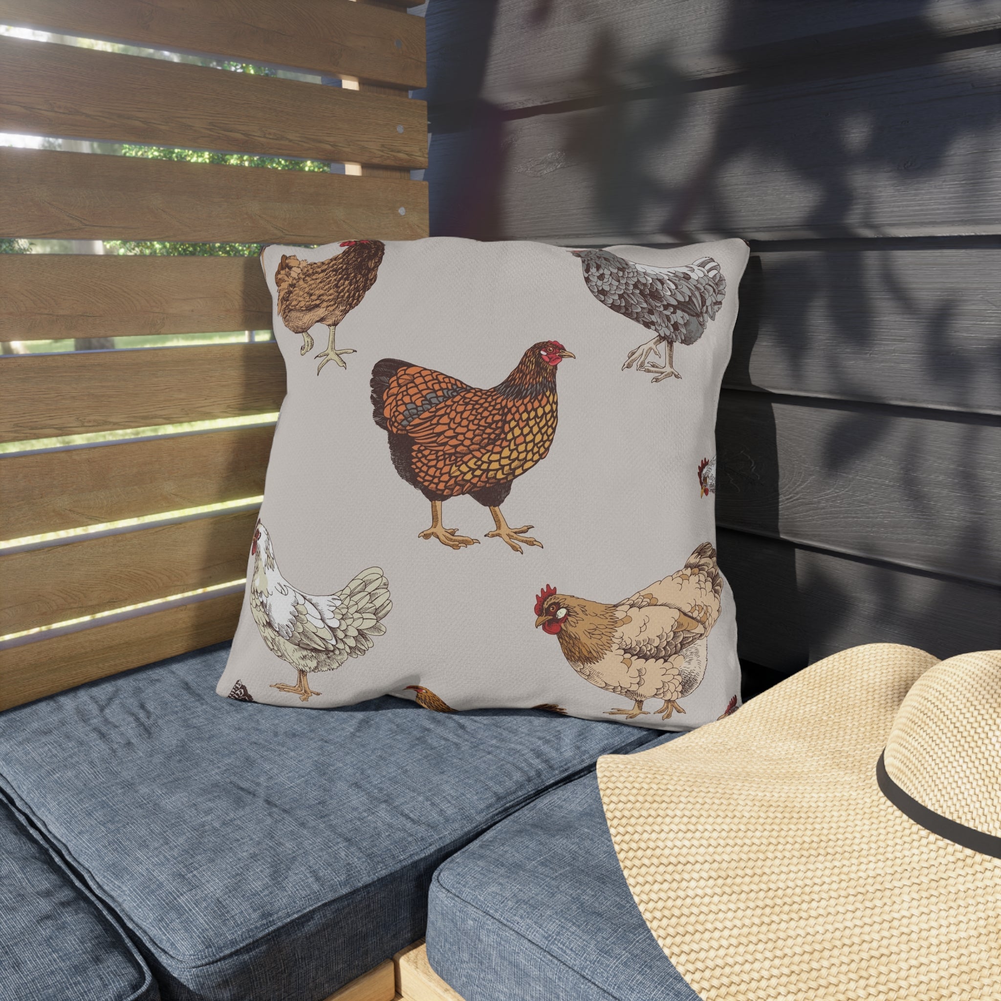Farmhouse chicken Outdoor pillow