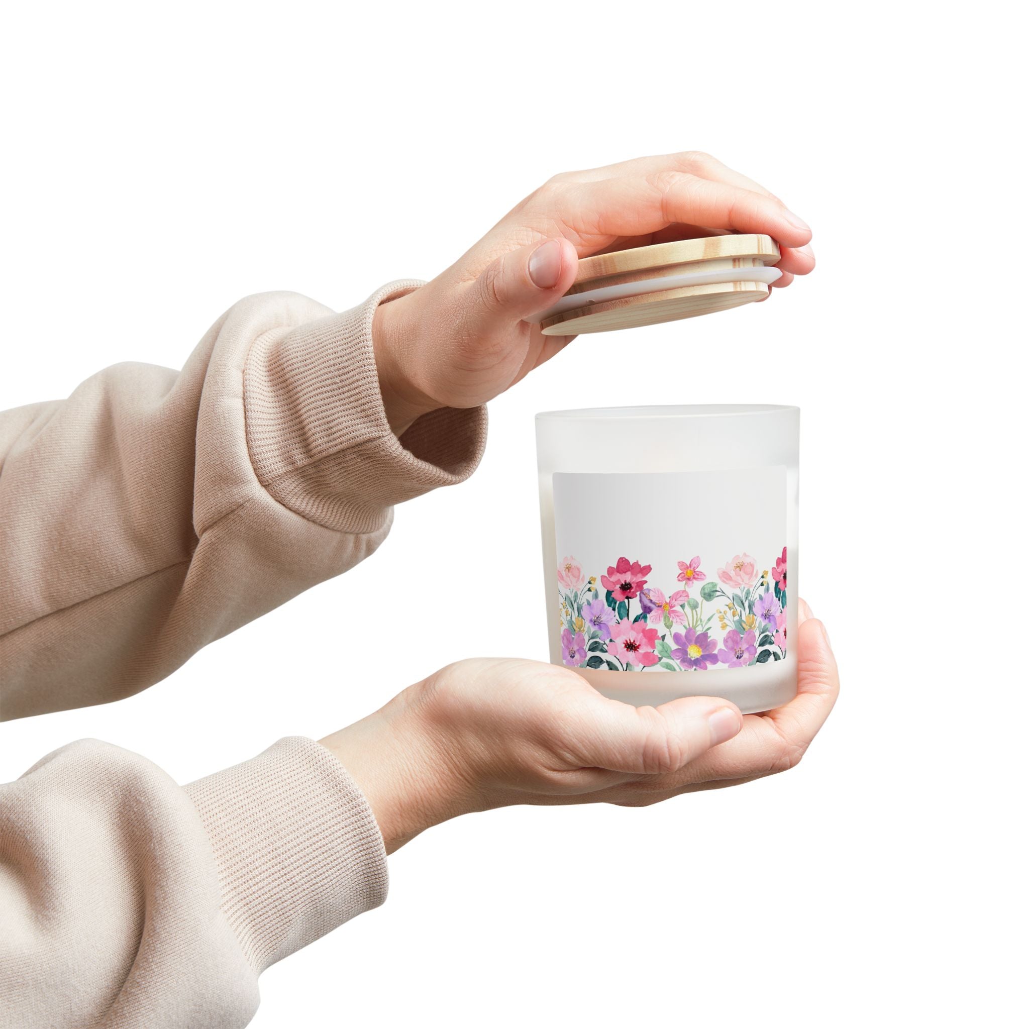 Frosted floral candle