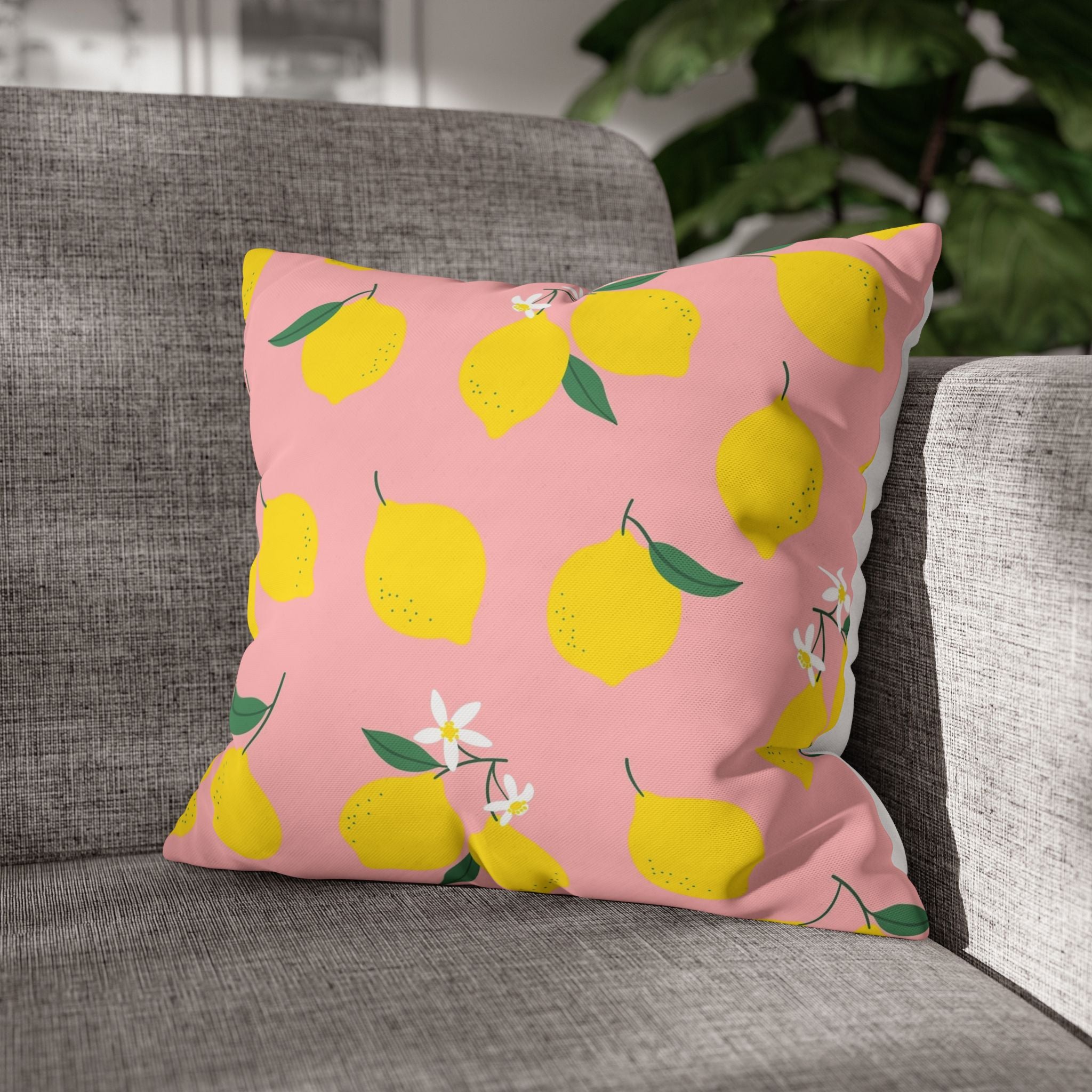 Lemon blossom square pillowcase