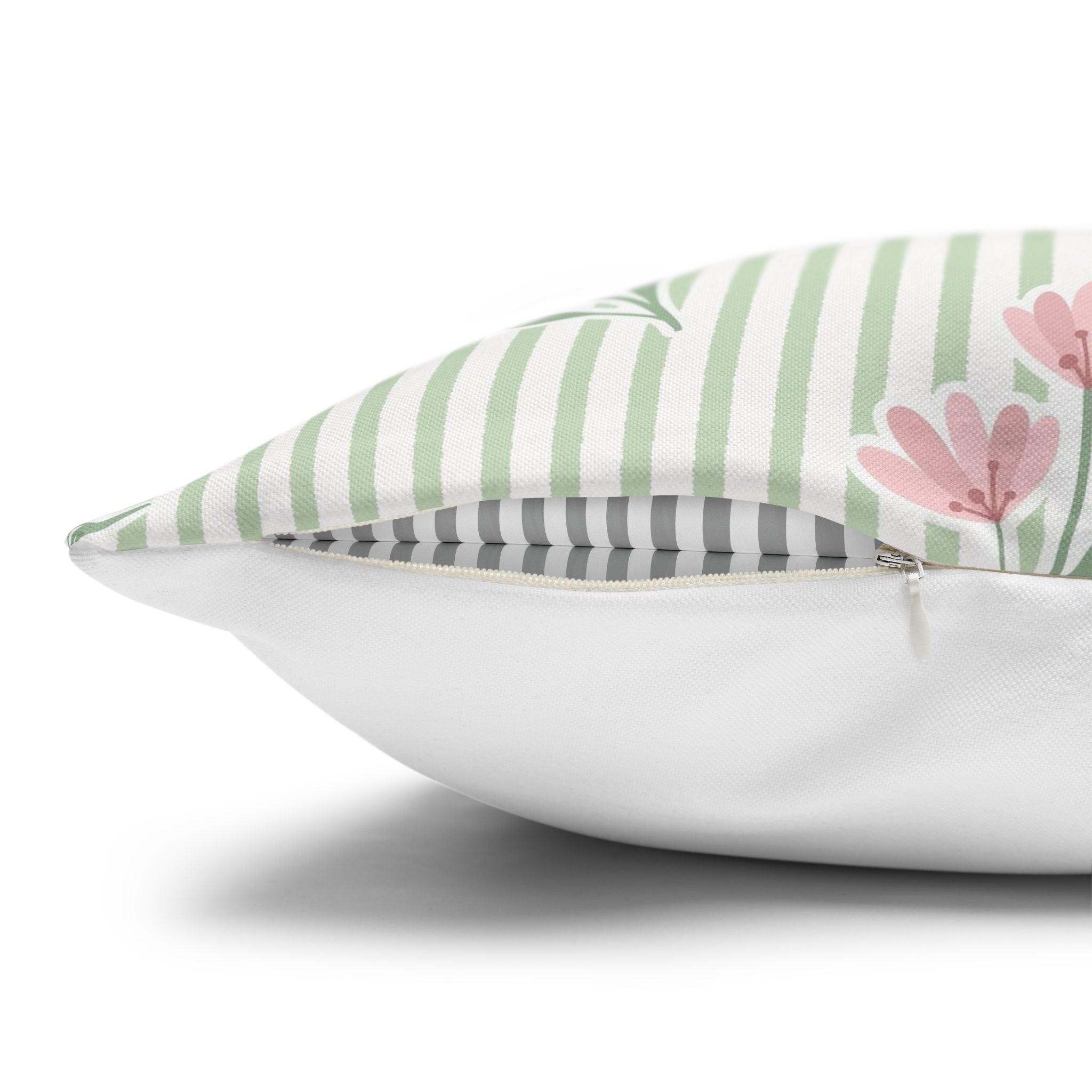 Floral stripe square pillowcase