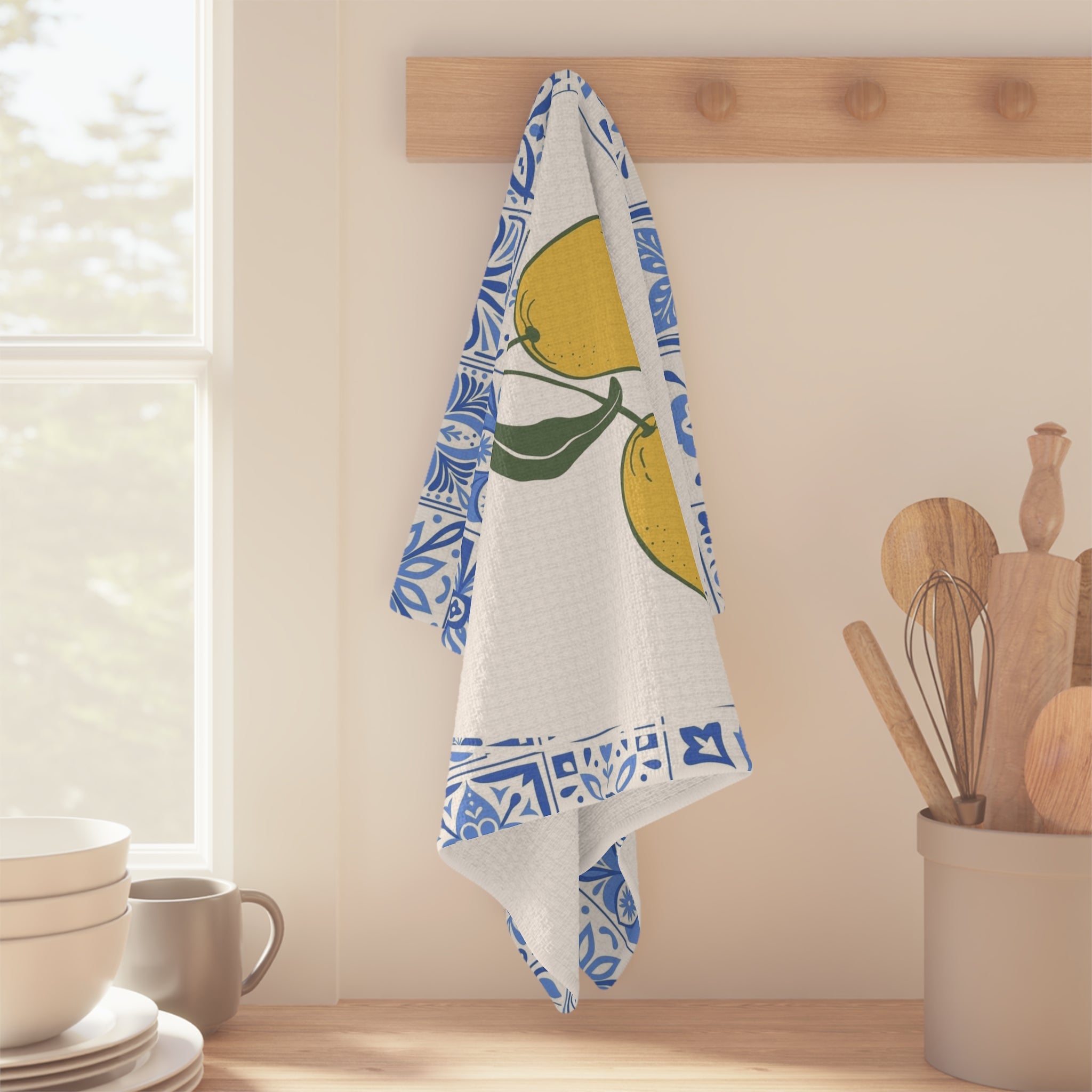 Lemon tile microfiber tea towel
