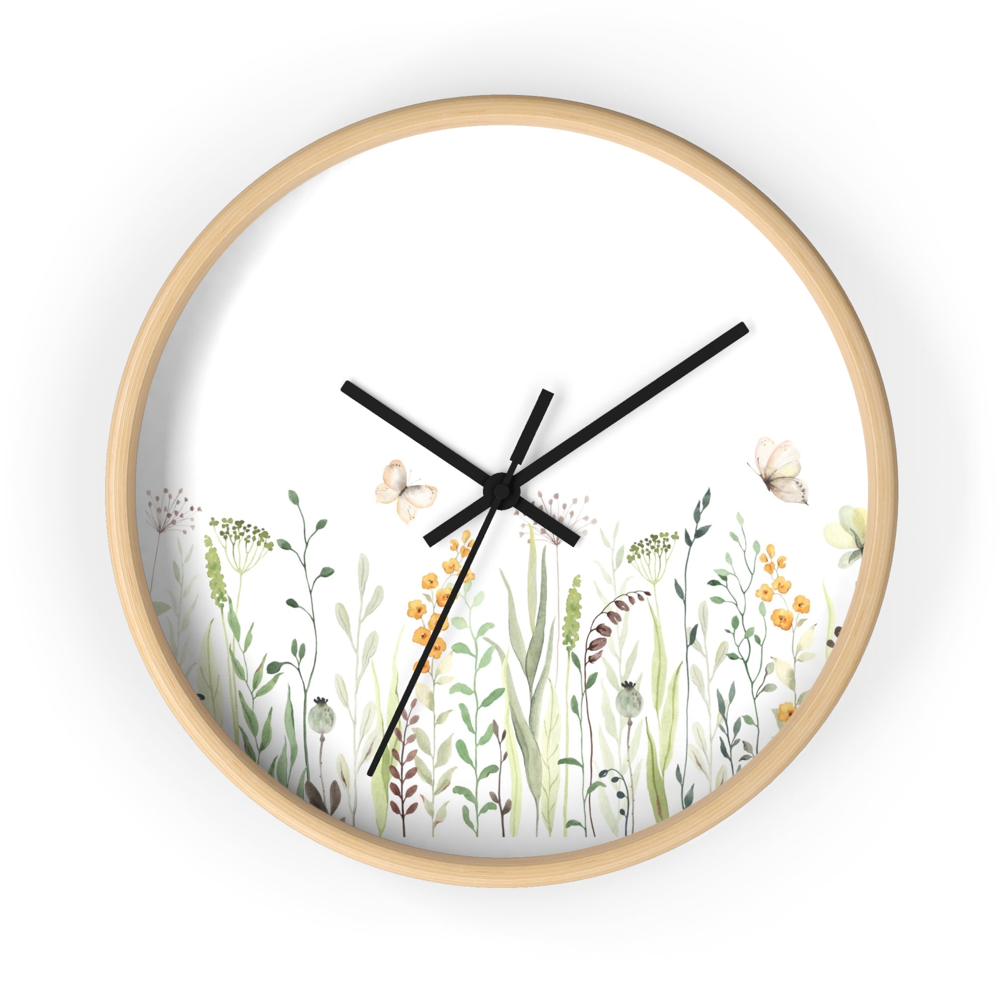 Botanical meadow wall clock