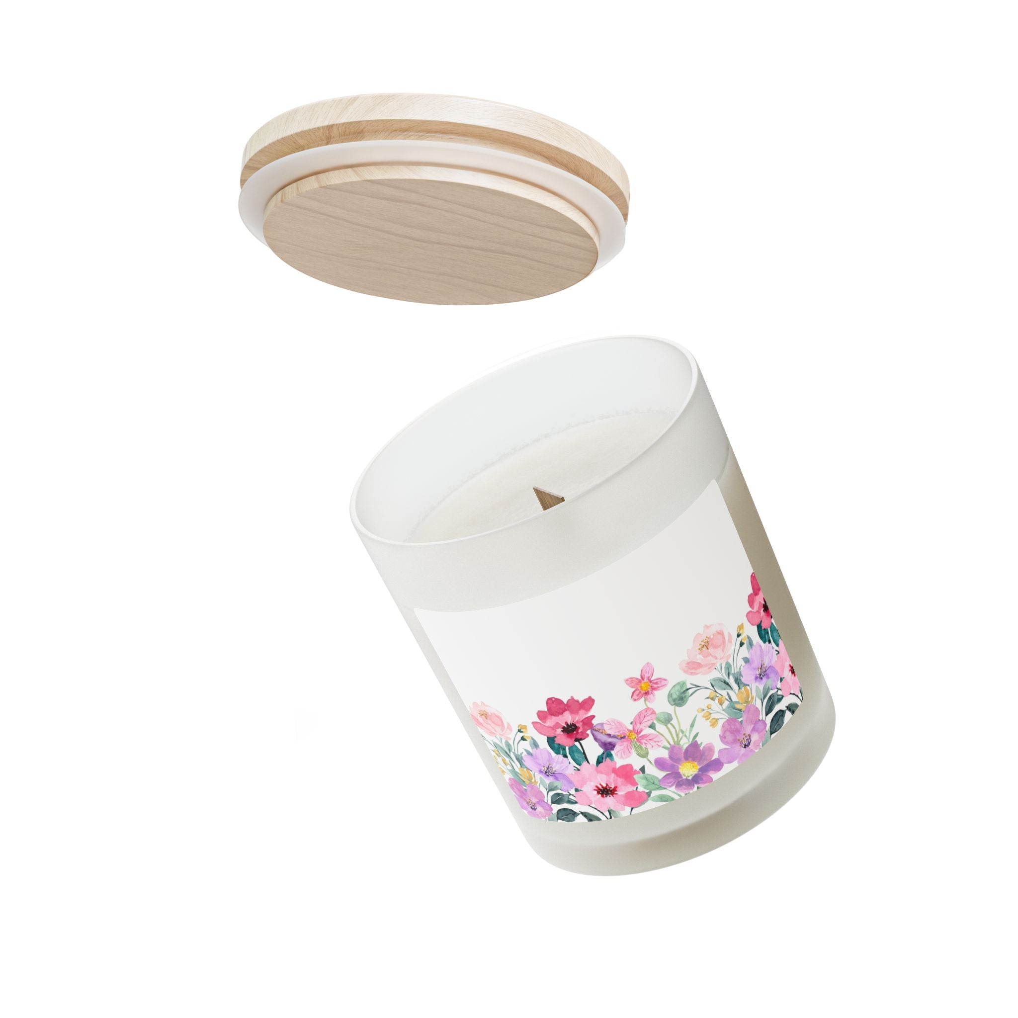 Frosted floral candle