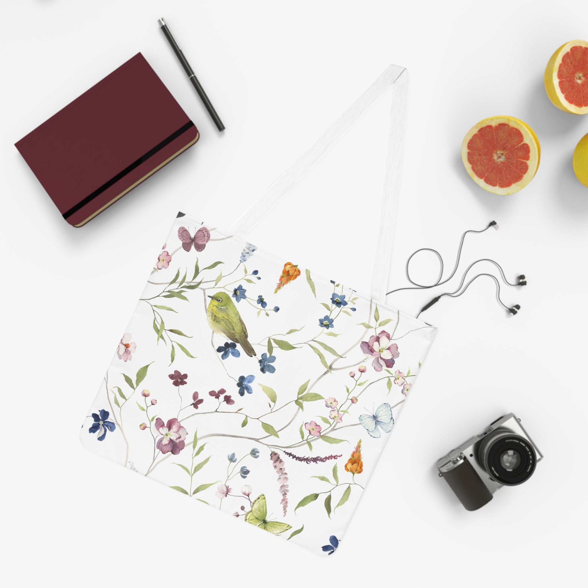 Floral watercolor tote bag