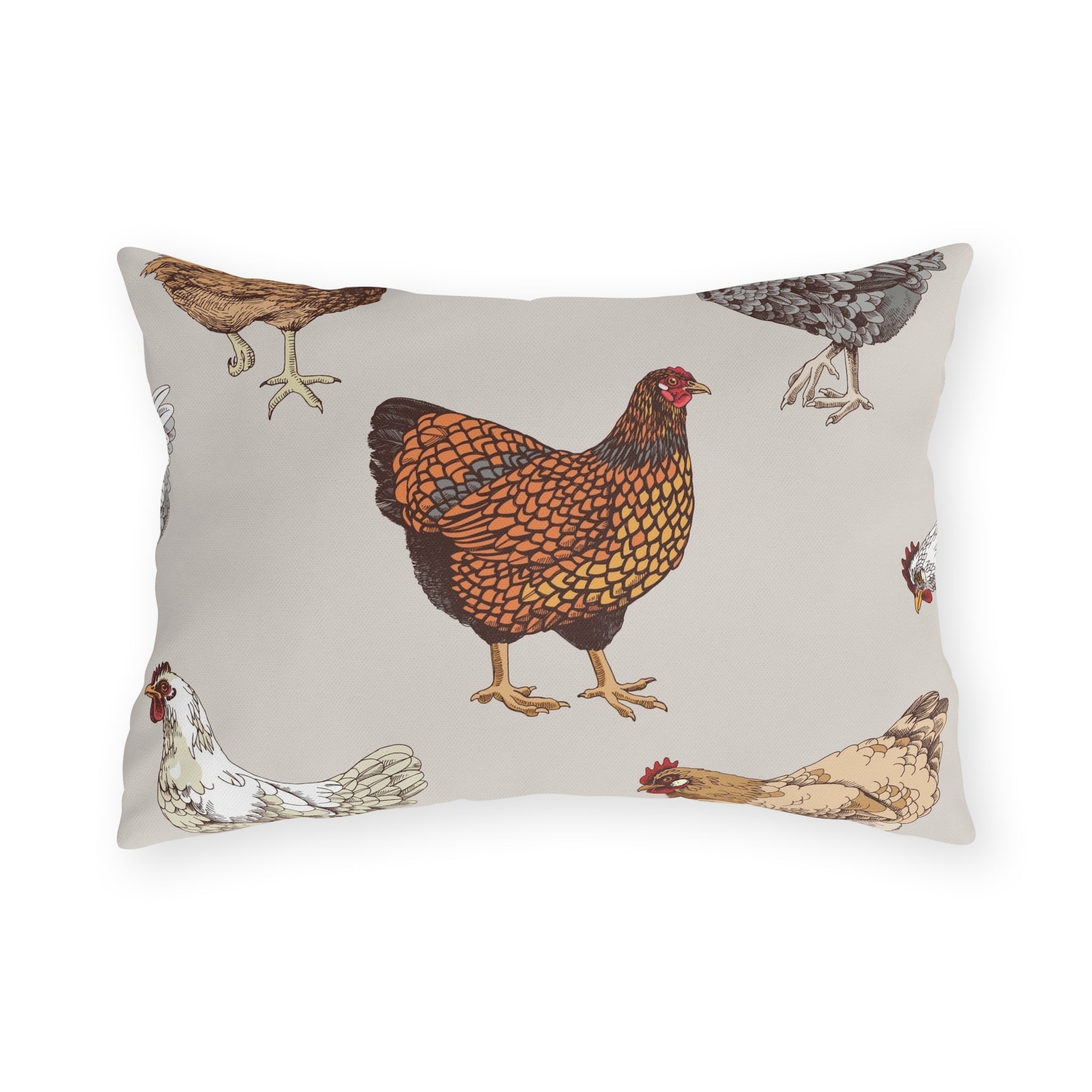 Oreiller d'extérieur en forme de poulet de ferme