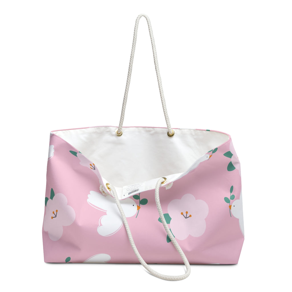 Floral dove weekender bag