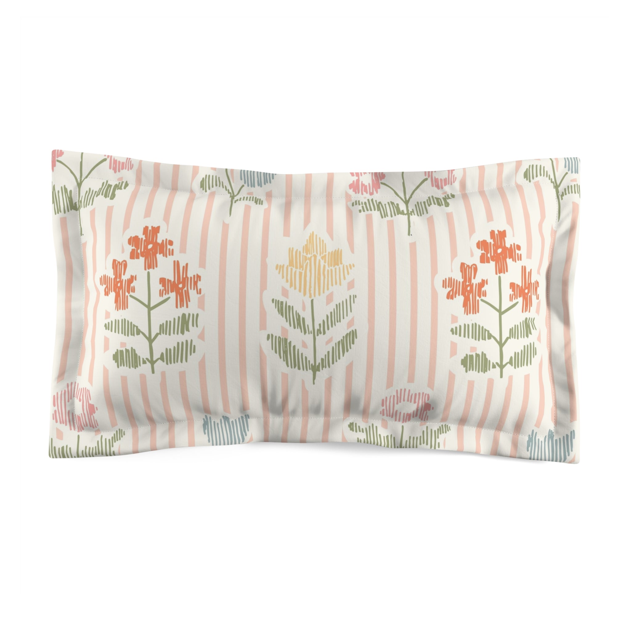 Floral stripe pillow sham