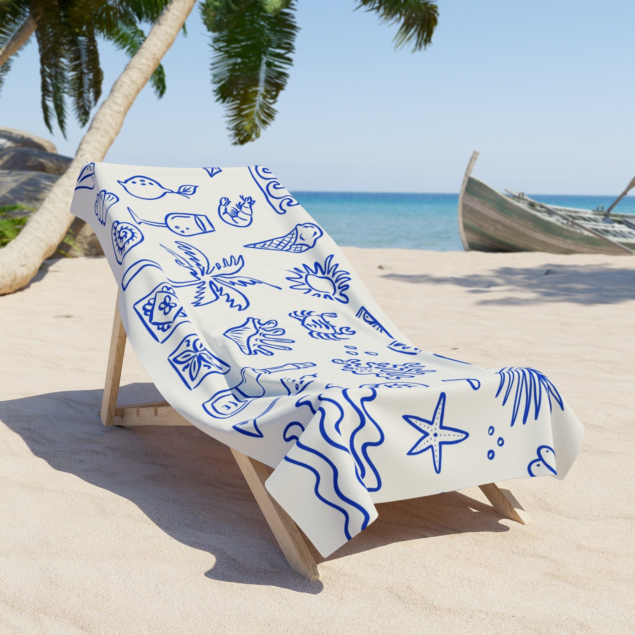 Coastal doodles beach towel