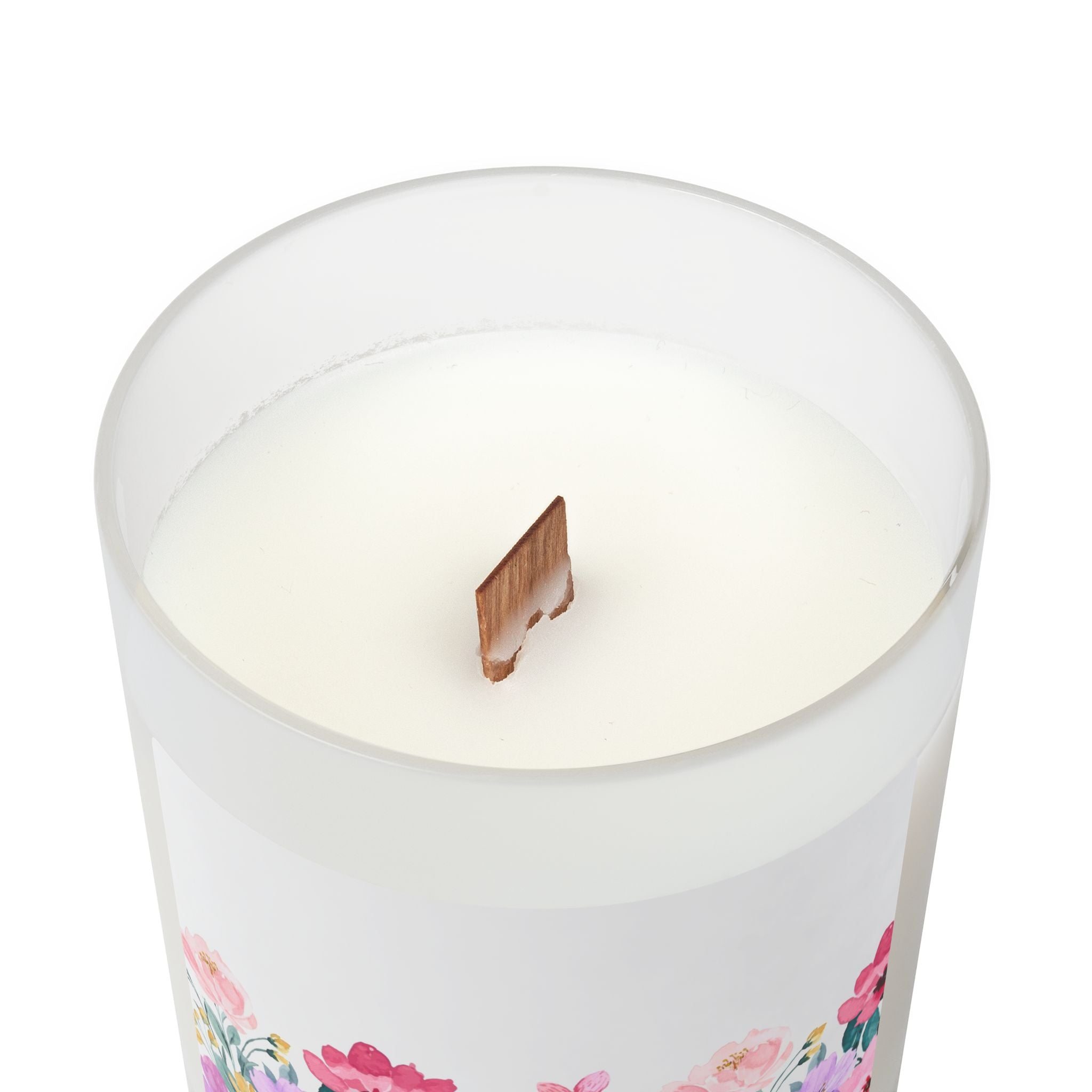 Frosted floral candle