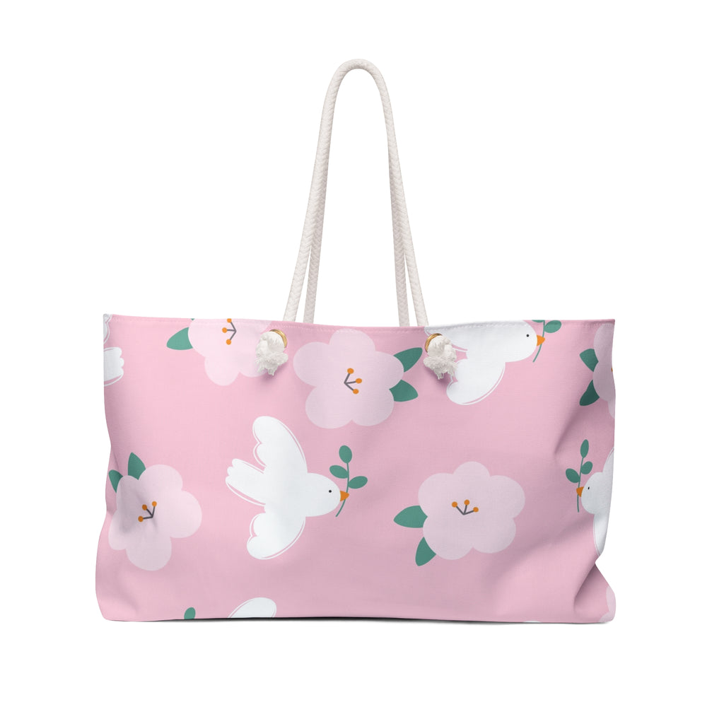 Floral dove weekender bag