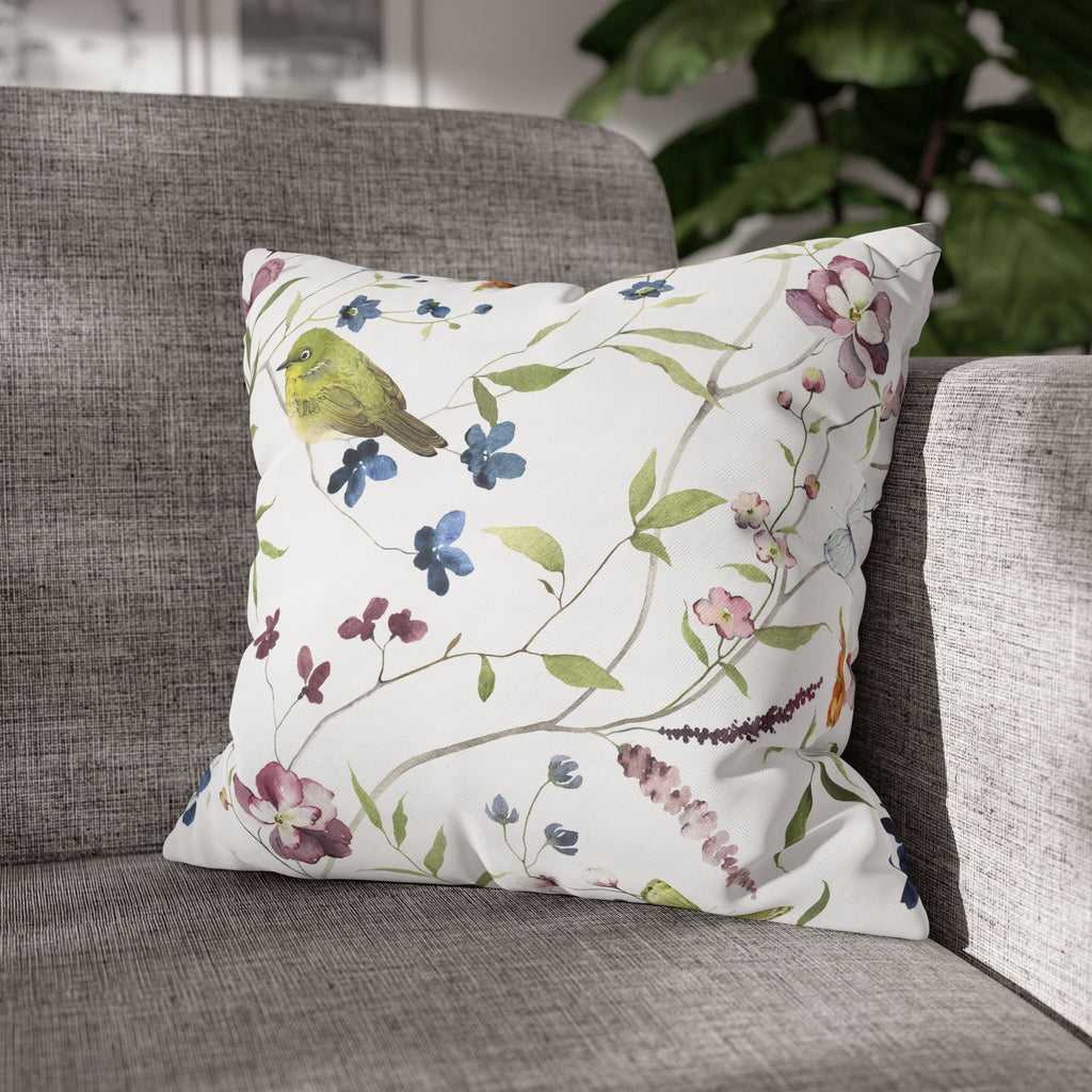 Floral songbird pillowcase
