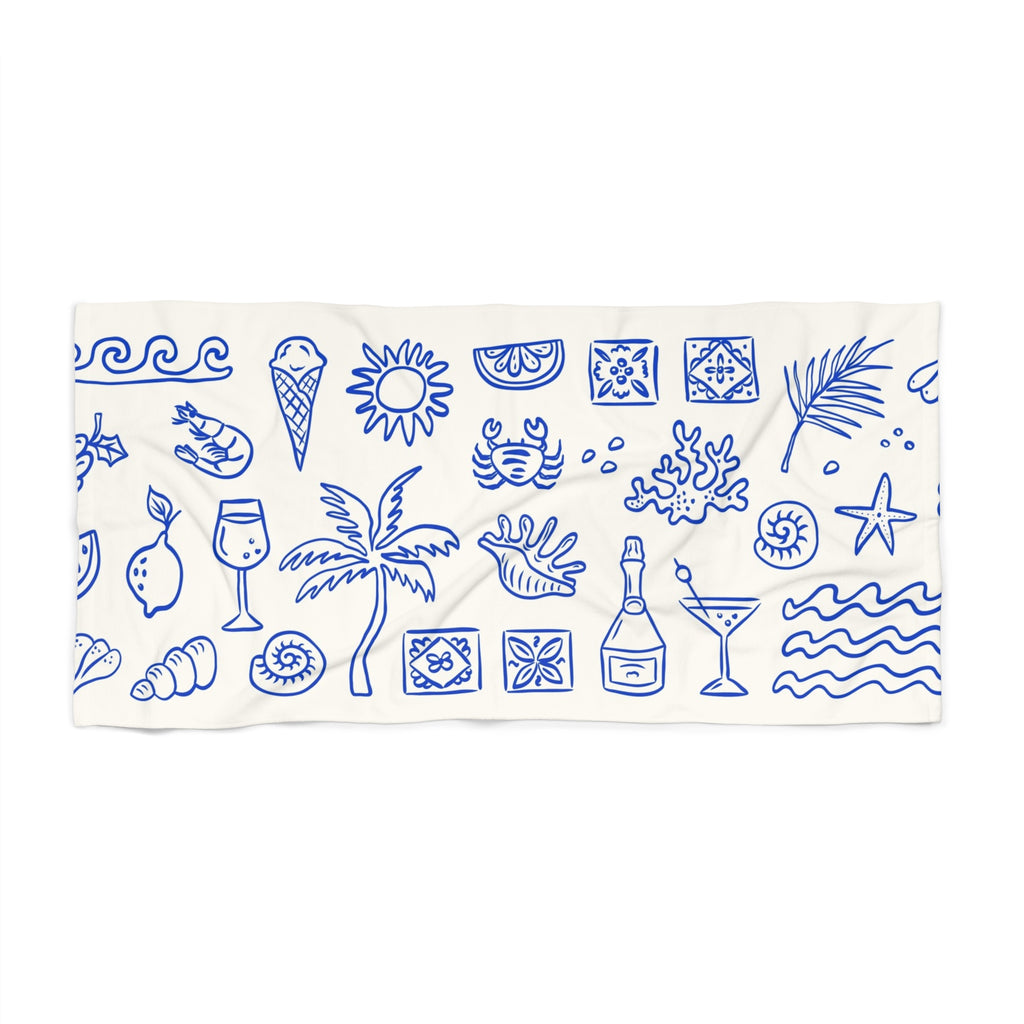 Coastal doodles beach towel
