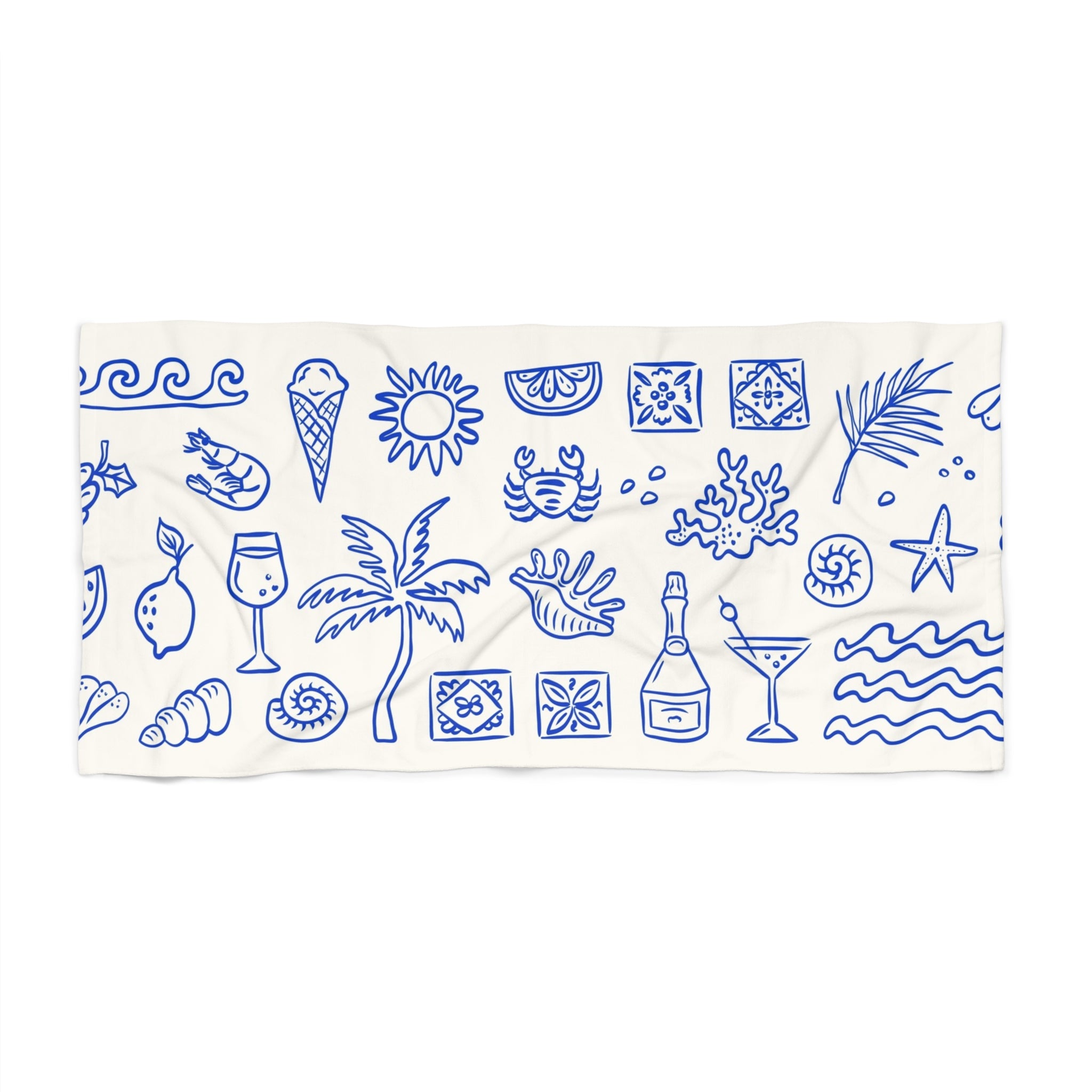 Coastal doodles beach towel