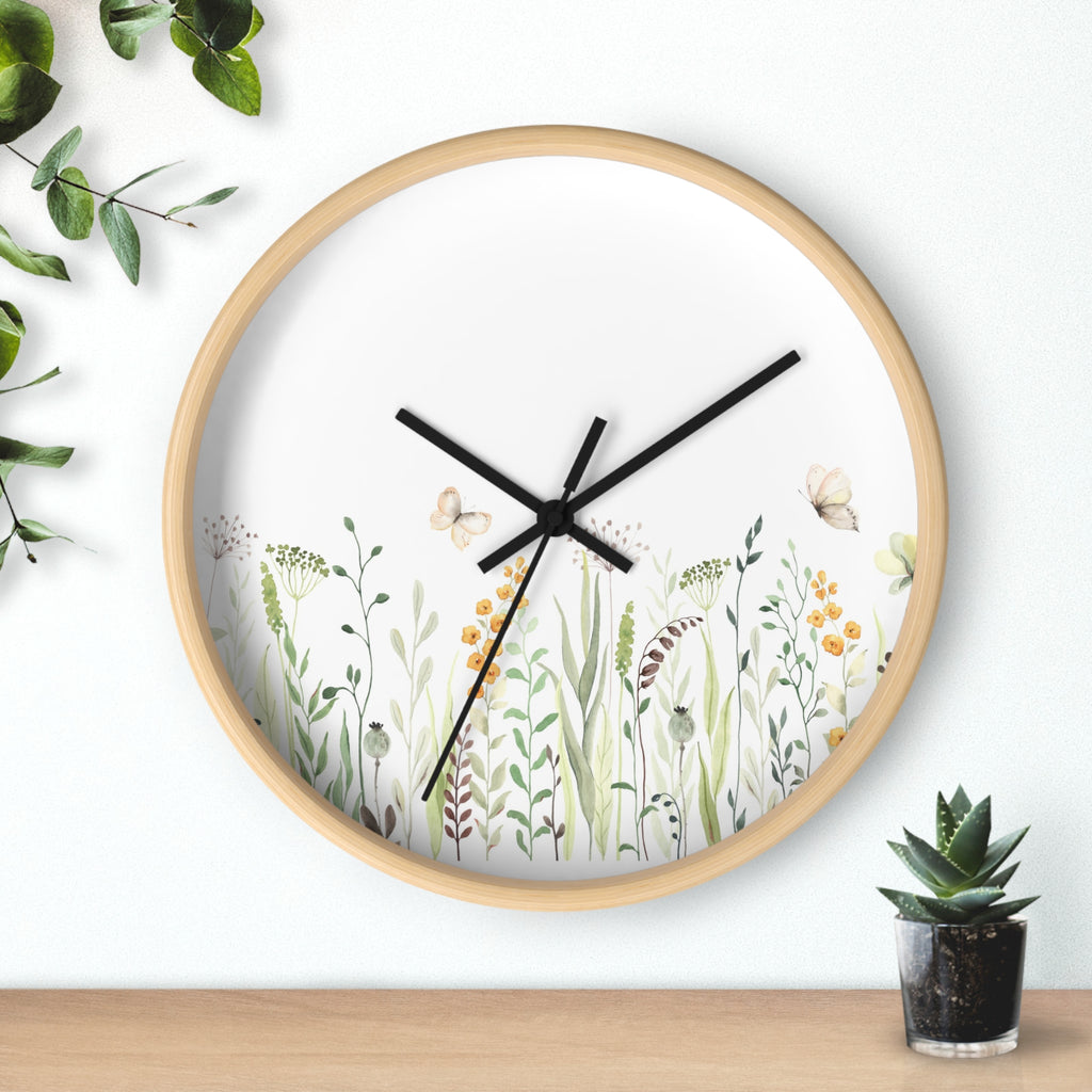 Botanical meadow wall clock
