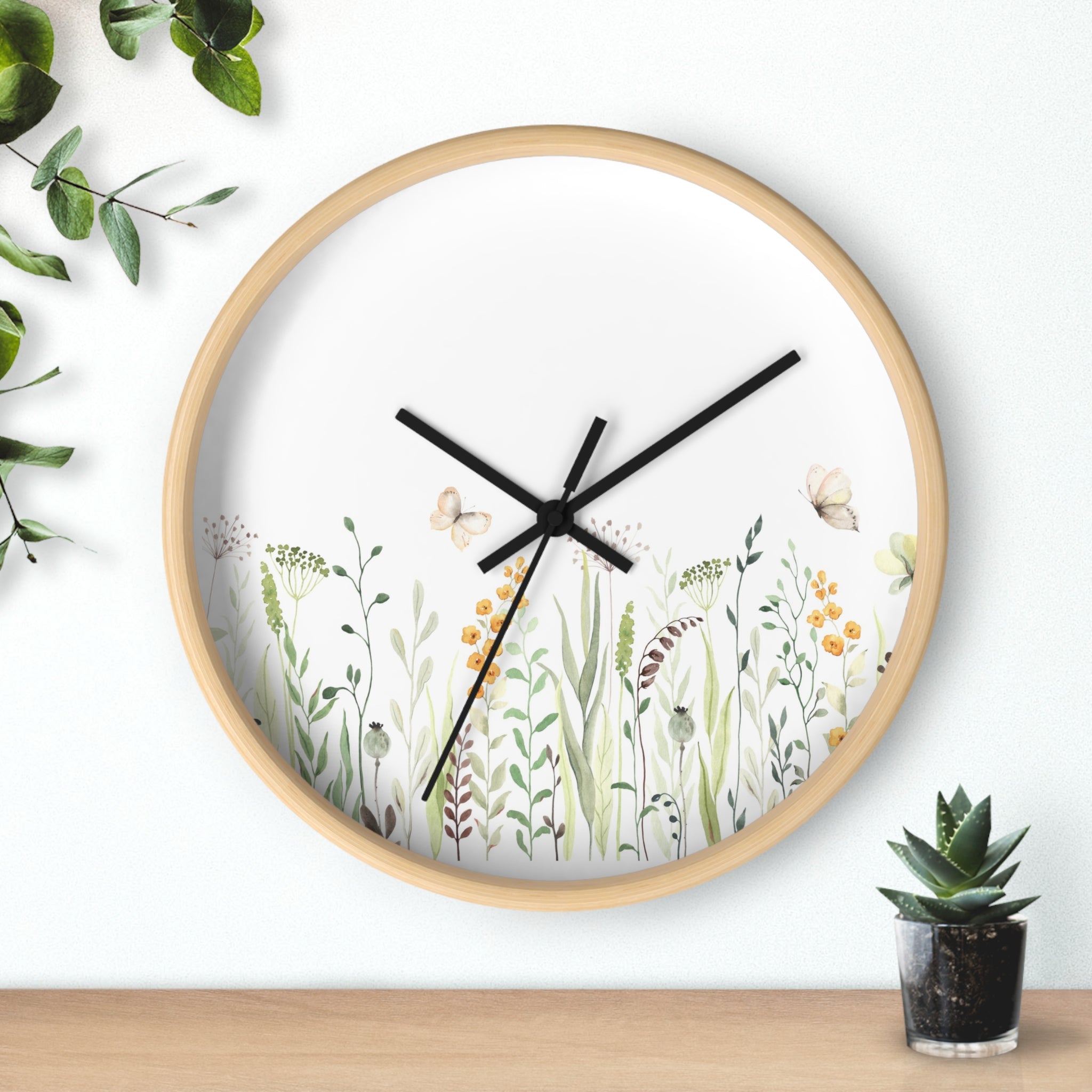 Botanical meadow wall clock