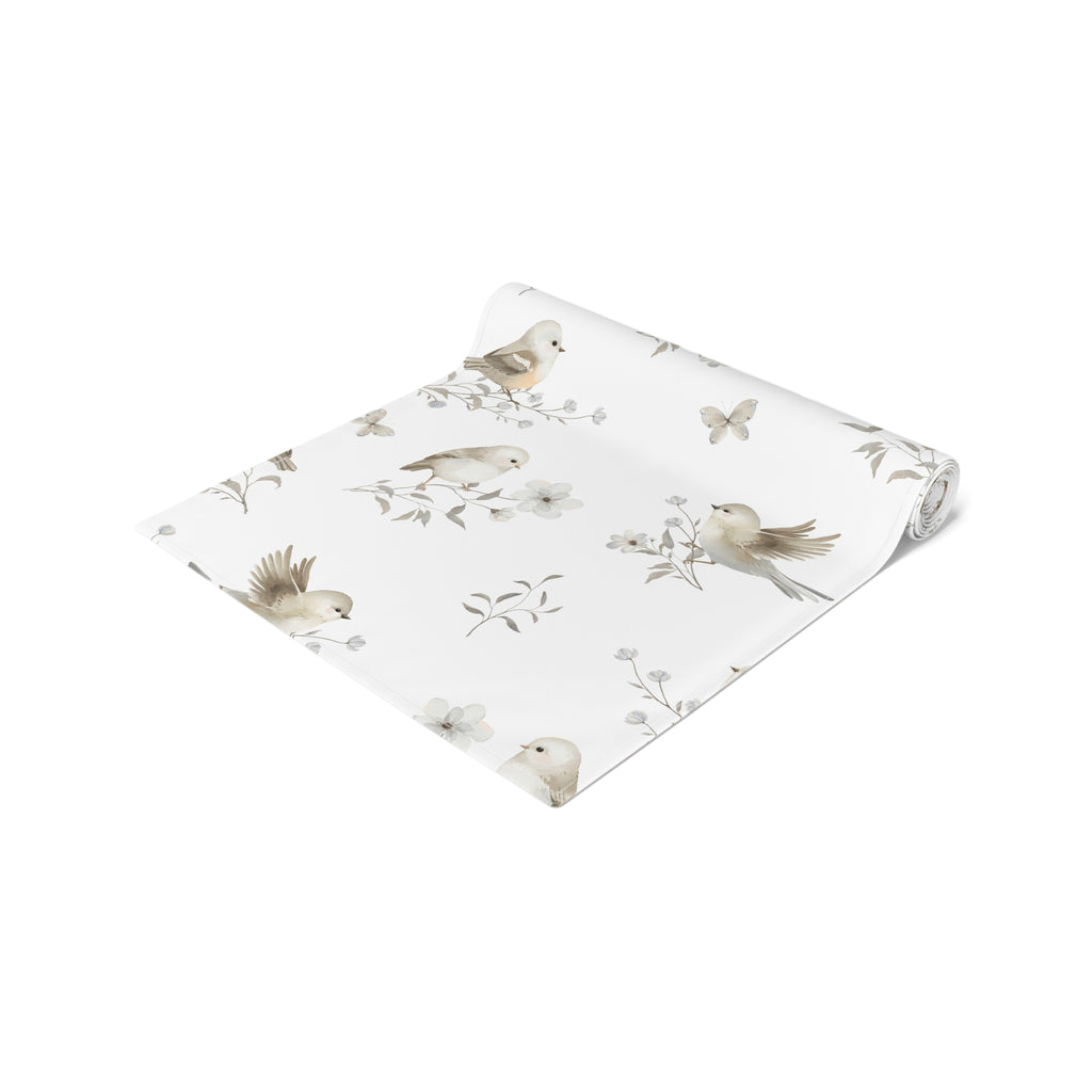 Bird floral table runner