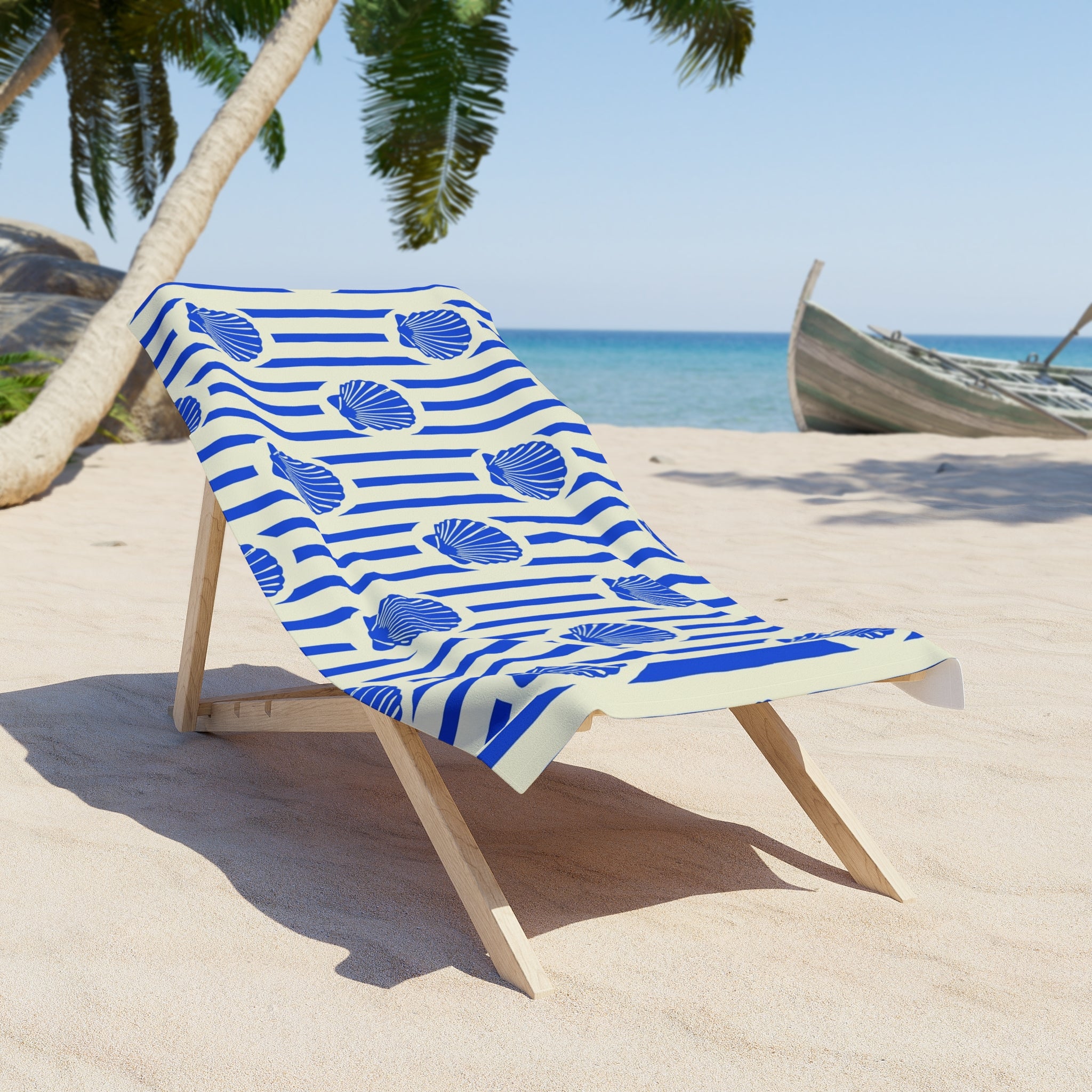 Blue shell beach towel
